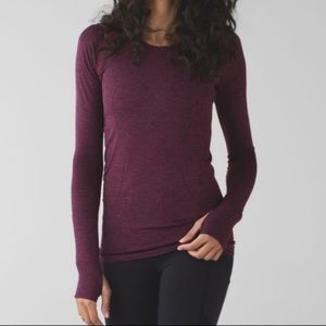 Lululemon Burgundy Swiftly Tech Long Sleeved Tee